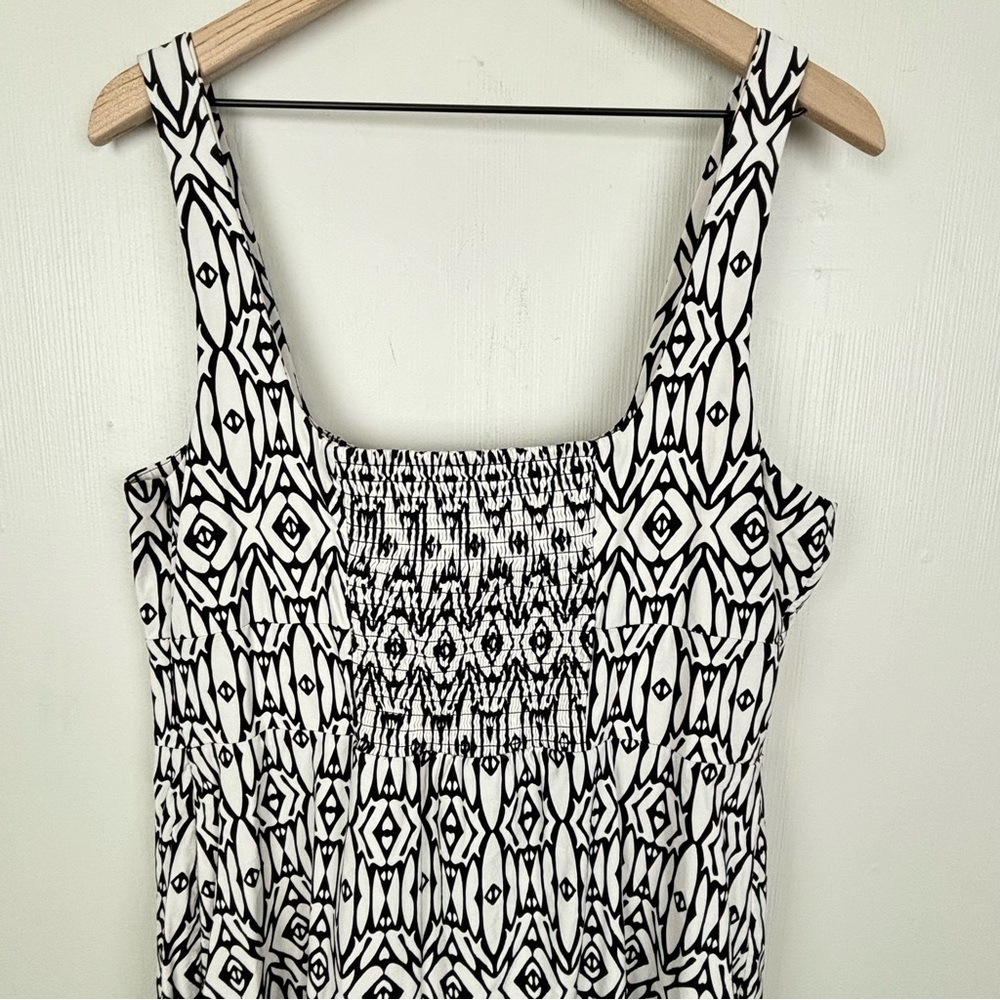 Anthropologie Dress Womens XL Blythe Black White Square Neck Tiered Midi - Picture 13 of 14